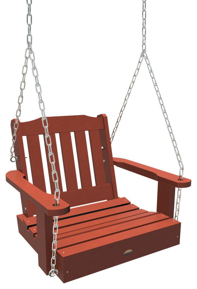 Lehigh Single Seat Swing, Weathered Acorn, Rustic Red