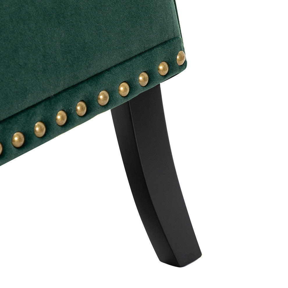 Upholstered Accent Armchair With Nailhead Trim, Green