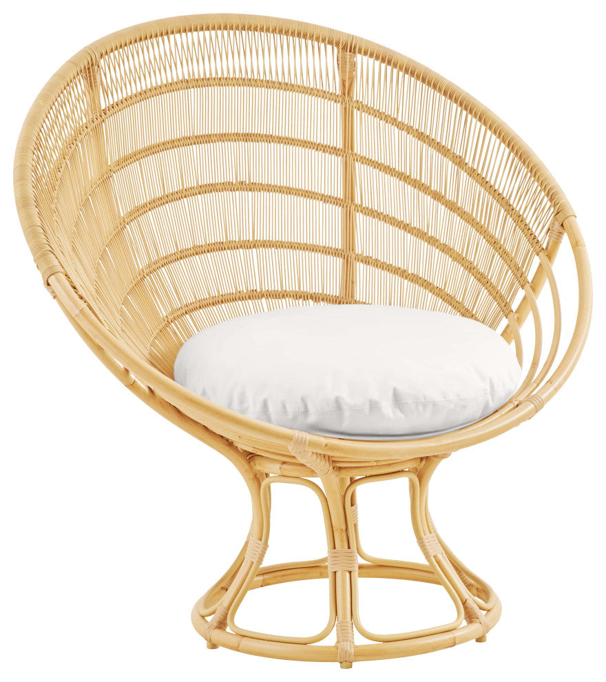 Franco Albini Luna Exterior Sunchair, Natural, White Canvas