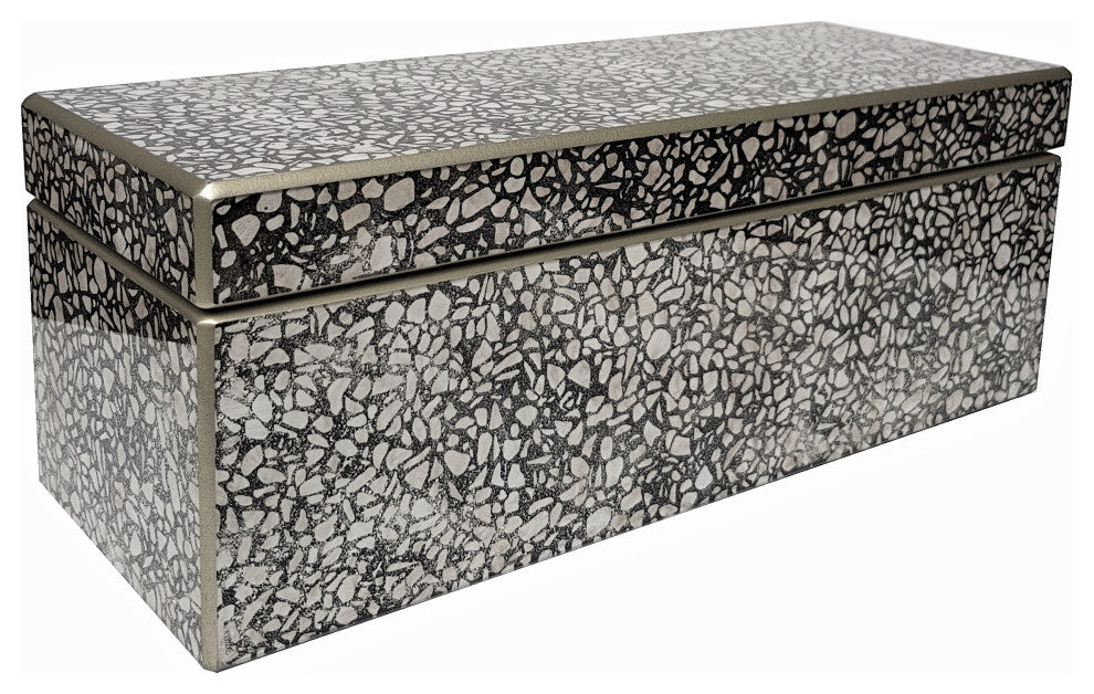 Handmade Reverse Painted Mirror Rectangular Box in Terrazzo