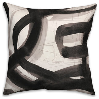 Black Abstract Brushstrokes 18x18 Indoor/Outdoor Pillow