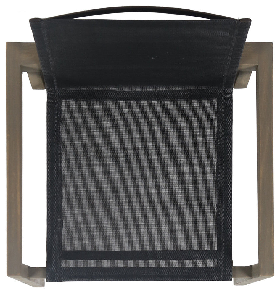 GDF Studio Jimmy Outdoor Acacia Wood Dining Chairs, Set of 2, Gray + Black