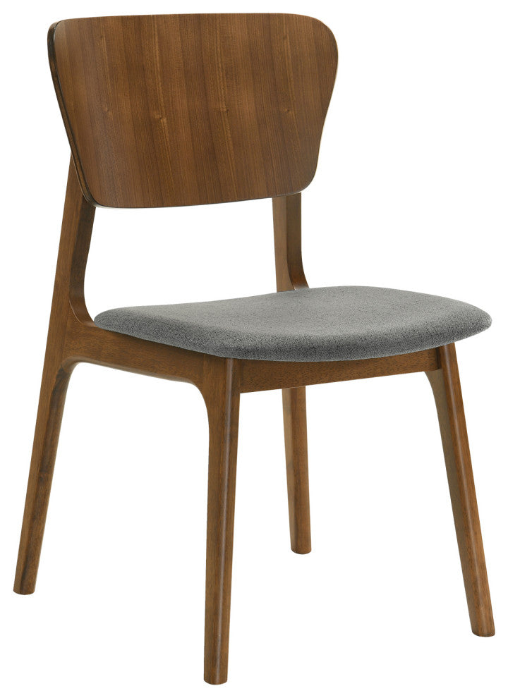 Kalia 7-Piece Wood Dining Set, Walnut Finish With Charcoal Fabric