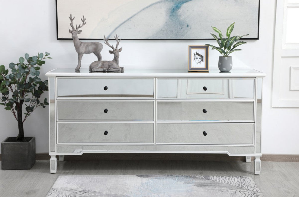 Calum 72" Mirrored Chest, Antique White