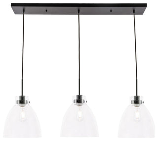 Black Finish And Clear Glass 3-Light Pendant