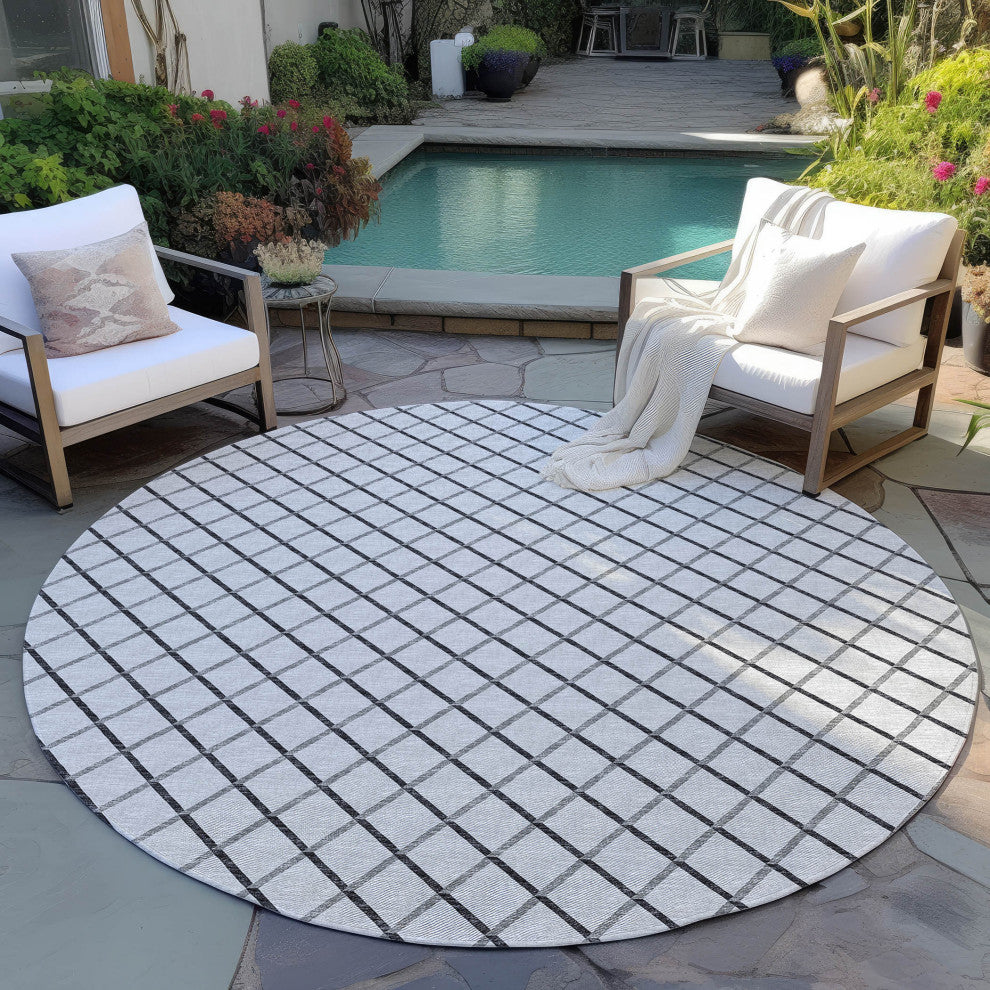 Indoor/Outdoor York YO1 Grey Machine Washable 8' x 8' Rug