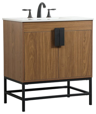 Home Living 19" Modern Walnut Brown-Light Bathroom Vanity