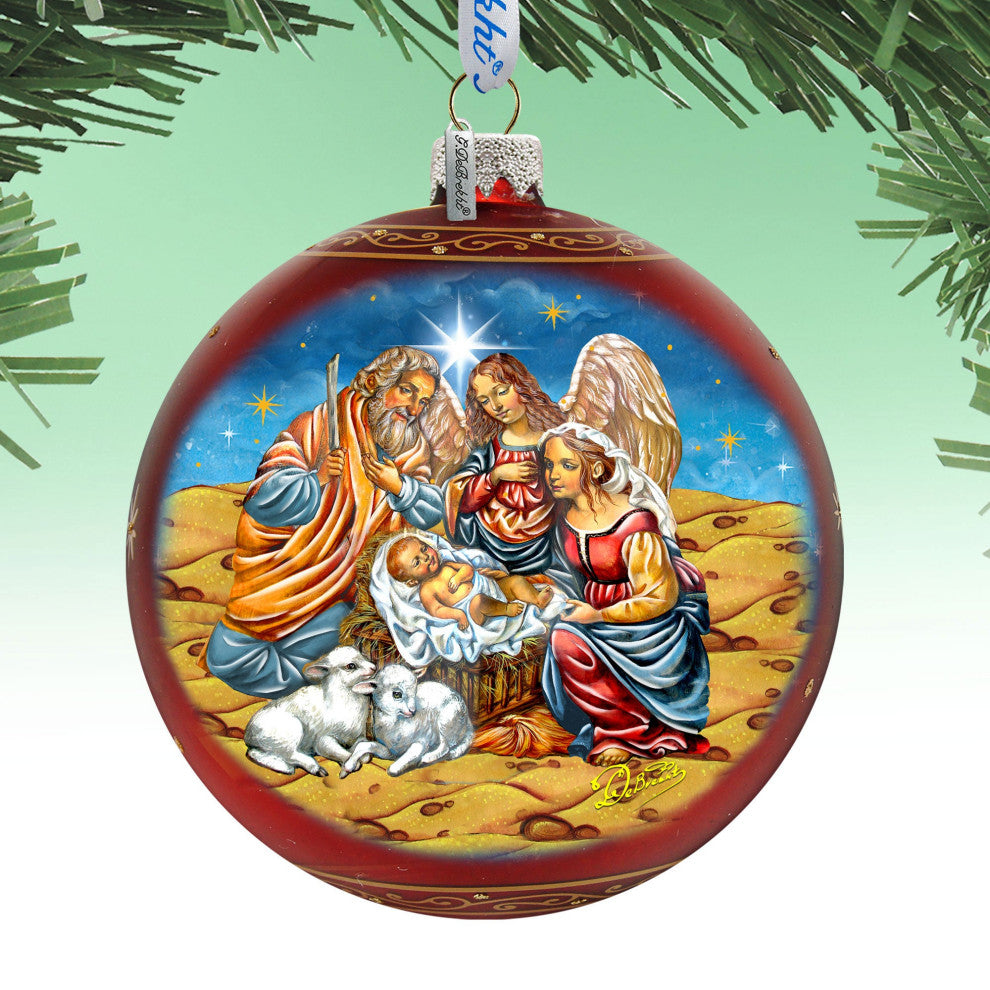 Regal Nativity Lg Glass Ornament, Red