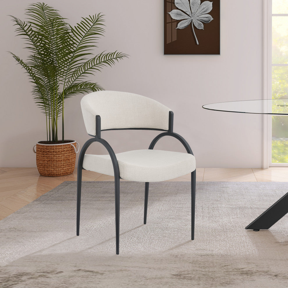 Privet Dining Chair (Set of 2), Beige, Matte Black Finish
