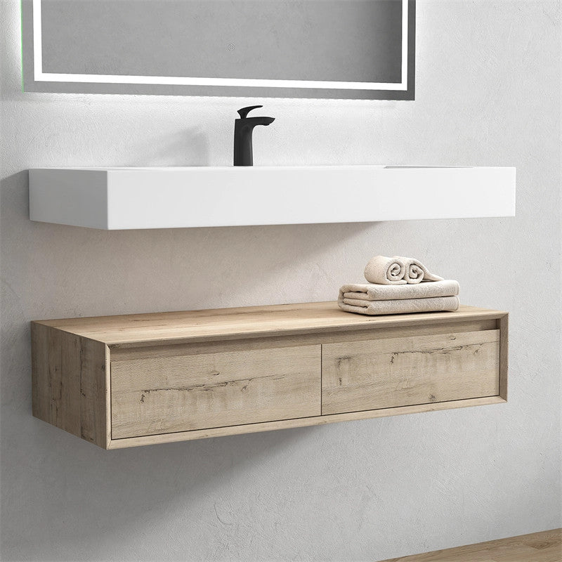 Alysa 48'' Floating Vanity, Acrylic Sink, Light White Oak