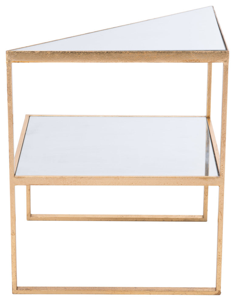 Planes Side Table Gold & Mirror
