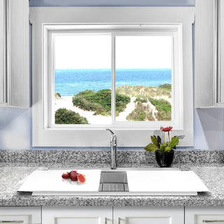Nantucket Sinks Large Double Bowl Prep Station Topmount Granite Composite, White