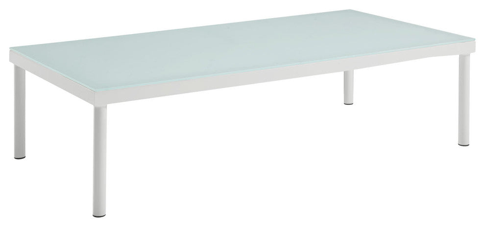 Harmony Outdoor Patio Aluminum Coffee Table, White