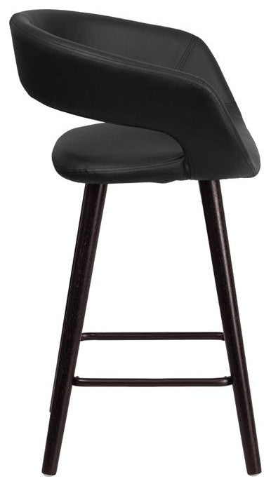 Brynn Series 24'' High Black Vinyl Counter Height Stool With Wood Frame
