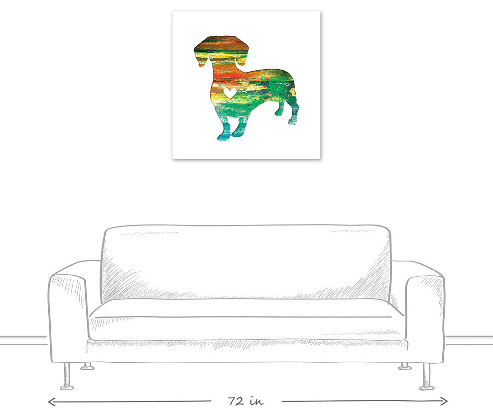 Designs Direct Creative Group Paint Silhouette Dachshund 30x30 Canvas Wall Art