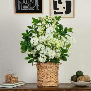 31in. Artificial Mixed Flower Arrangement, Hyacinth Weave Basket