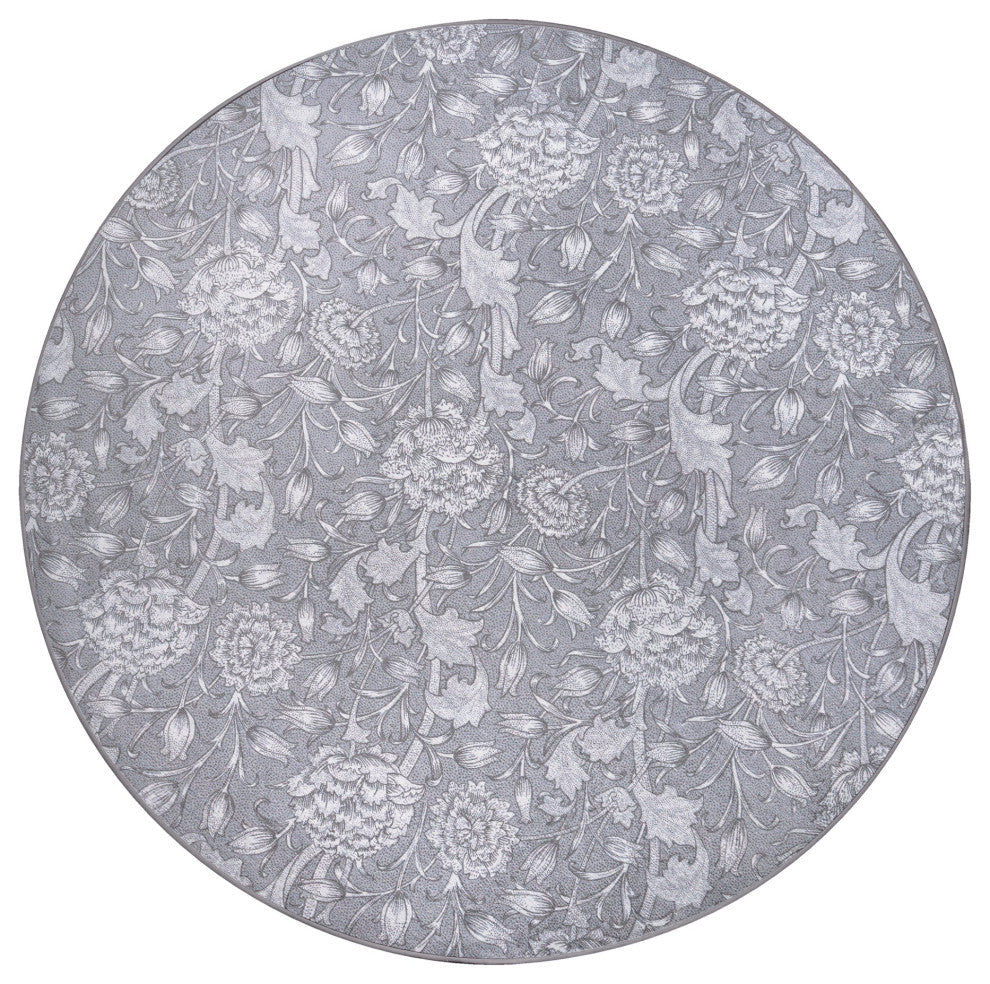 My Magic Carpet Washable Rug Kalini Floral Grey, 6' X 6'