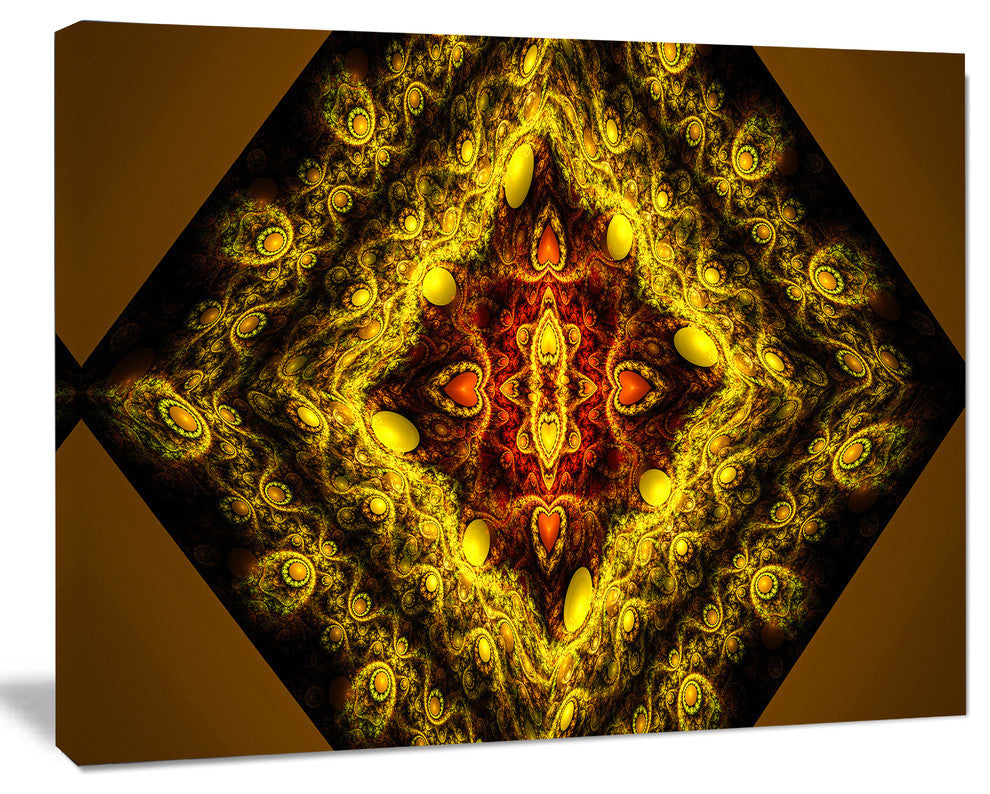 Cabalistic Yellow Fractal Design, Abstract Wall Art Canvas, 40x30