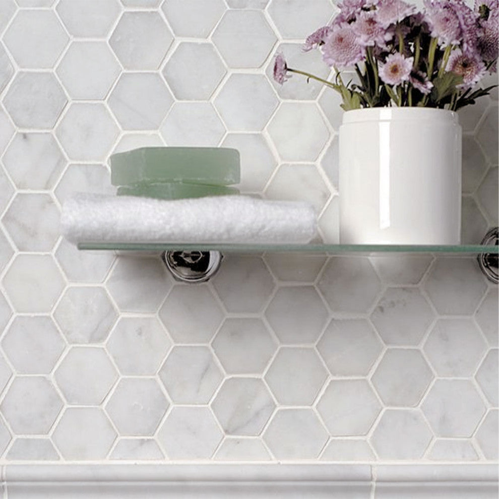 12 in. x 12 in. Marble Mosaic Wall Tile, Hexagon