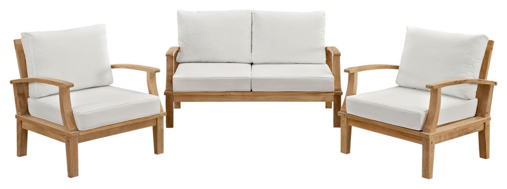 Natural White Marina 3 Piece Outdoor Patio Teak Set
