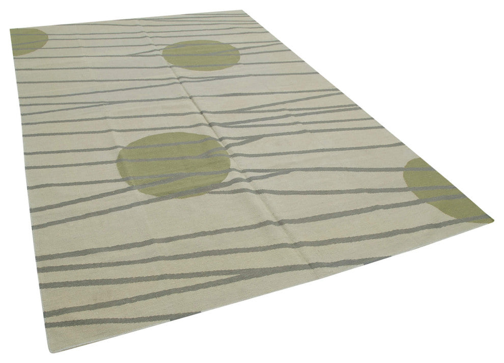 Rug N Carpet - Handmade Wool 6' 4'' x 9' 8'' Flatweave Dhurrie Kilim Rug