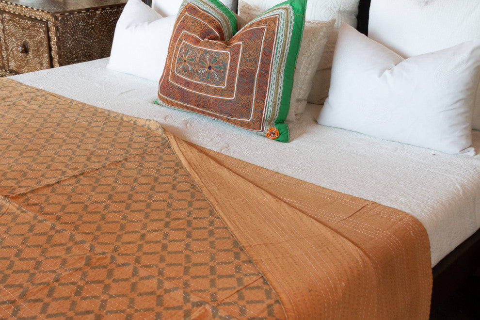 Summer Sunset Block Print Cotton Indian Blanket