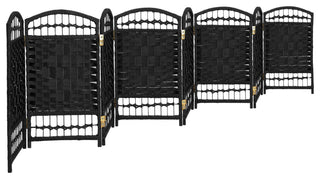 2 ft. Short Fiber Weave Room Divider Black 8 Panels