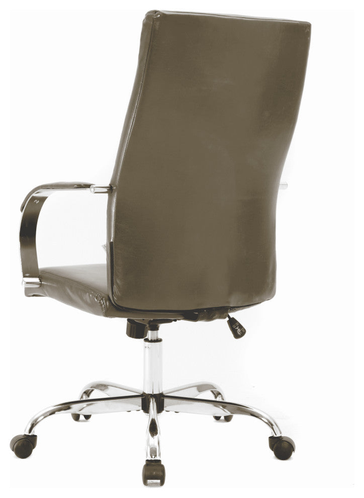 LeisureMod Sonora High-Back Adjustable Leather Conference Chair, Olive Green