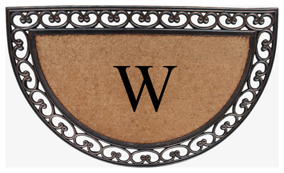 A1HC Natural Coir Monogrammed Door Mat For Front Door, 30"x48", W