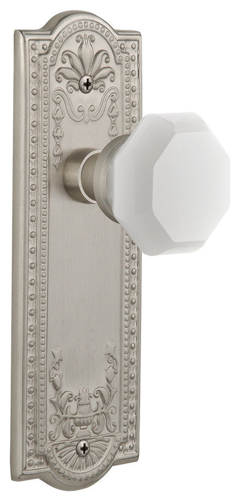 Meadows Plate Double Dummy Waldorf White Milk Glass Knob, Satin Nickel