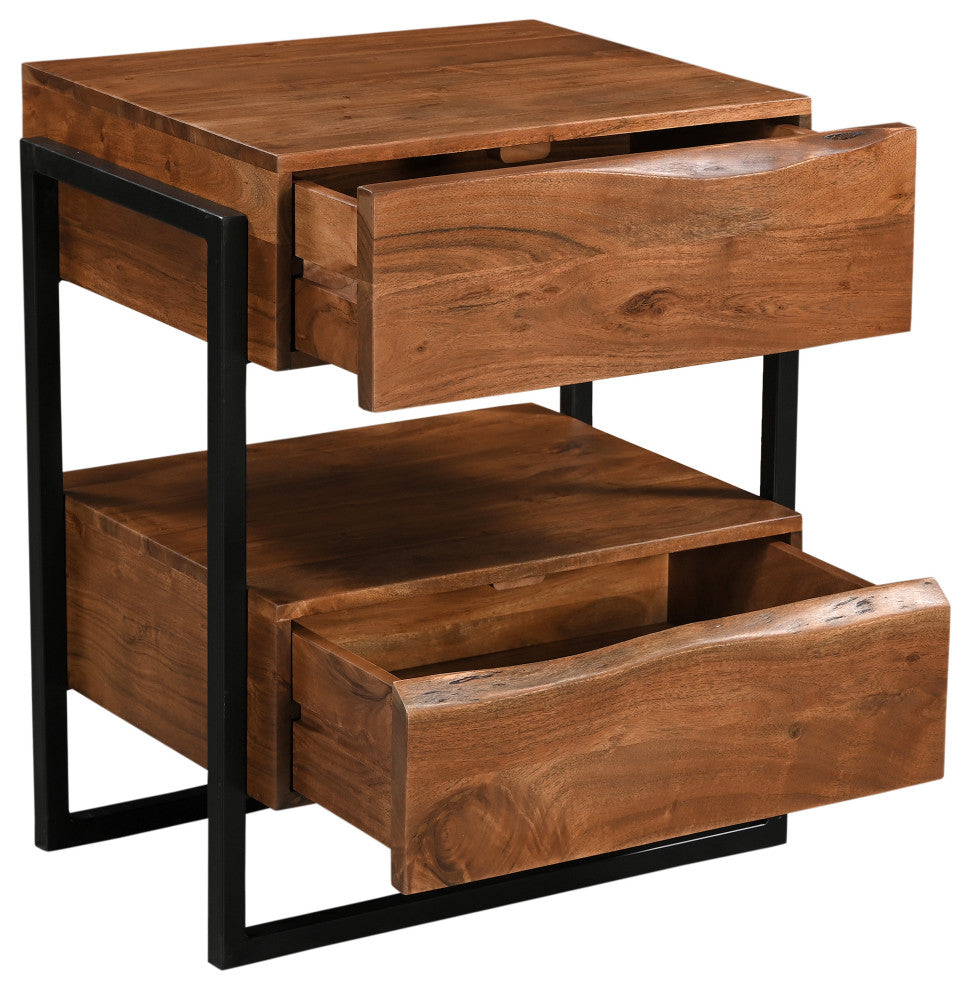 Lydia 2-drawer Live Edge Solid Wood Nightstand