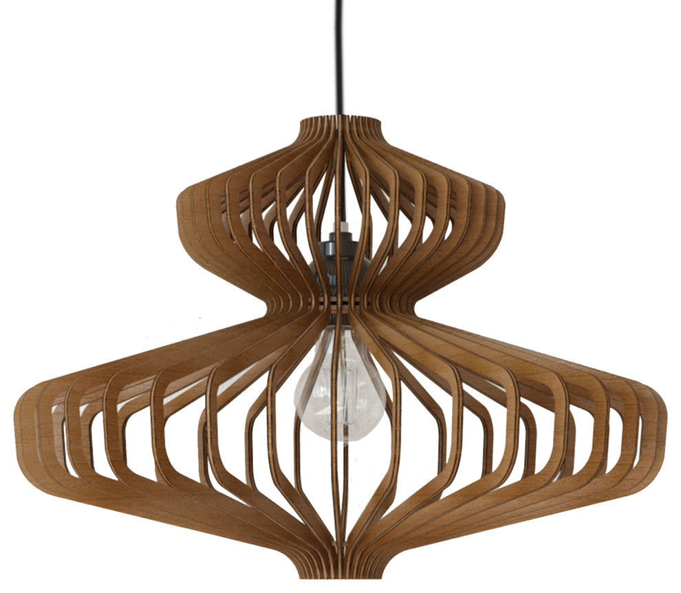 Frances 1-light Pendant 19" diameter Modern Smooth wood finish