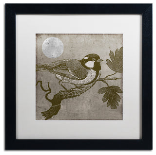 Color Bakery 'Moon Bird' Art, Black Frame, White Matte, 16"x16"