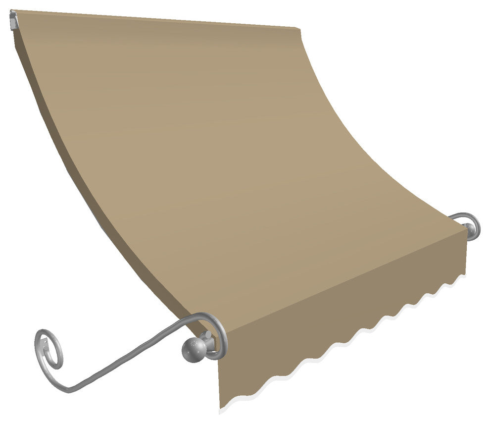 Awntech 3'' Charleston Acrylic Fabric Fixed Awning, Tan