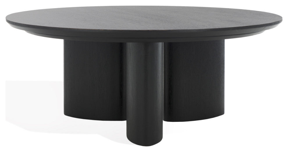 Safavieh Couture Barnard Round Wood Coffee Table, Black