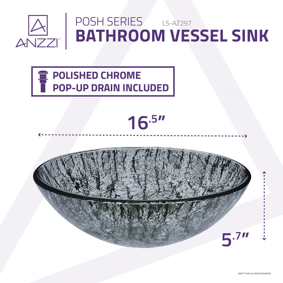 Posh Series Deco-Glass Vessel Sink, Verdure Silver