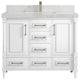 Aberdeen 42 Single Sink Bath Vanity in White 2" Calacatta Nuvo