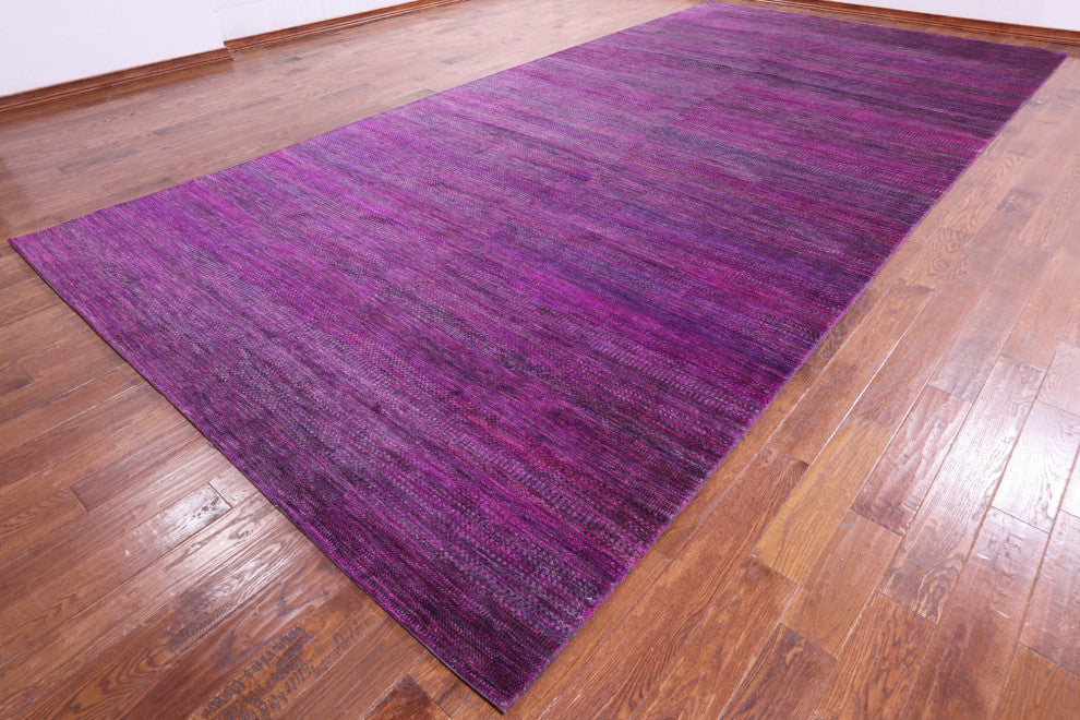 8' 11" X 18' 3" Super Savannah Gabbeh Handmade Wool and Silk Rug Q6868
