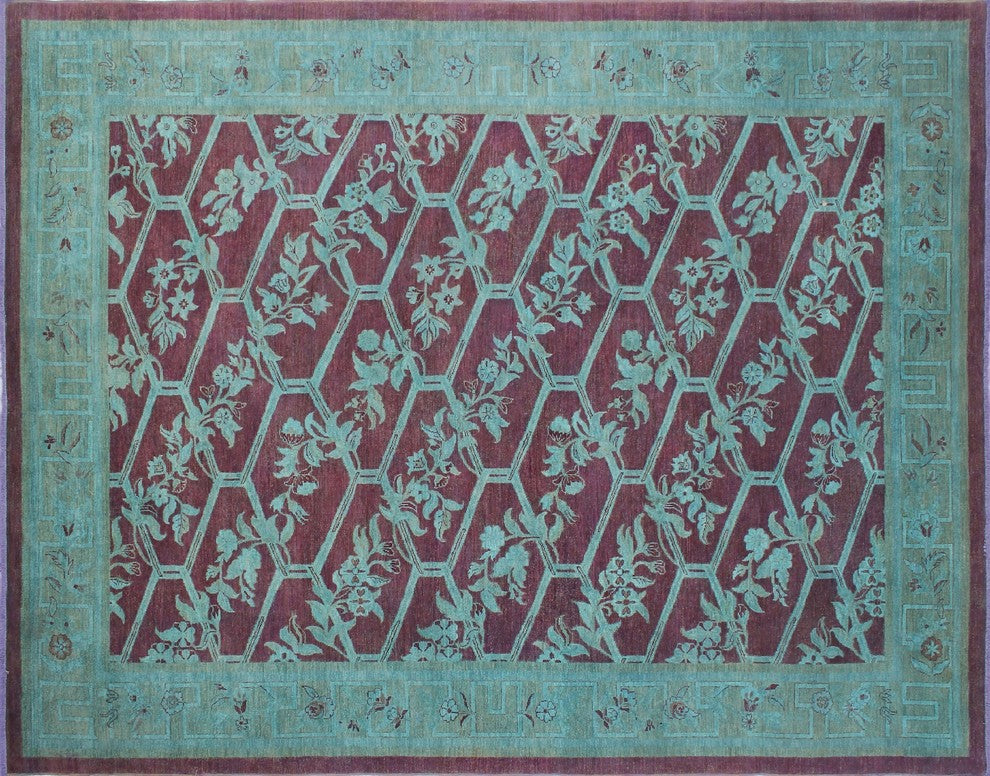 Overdyed Jabbar Blue/Rust Rug, 7'11"x9'11"