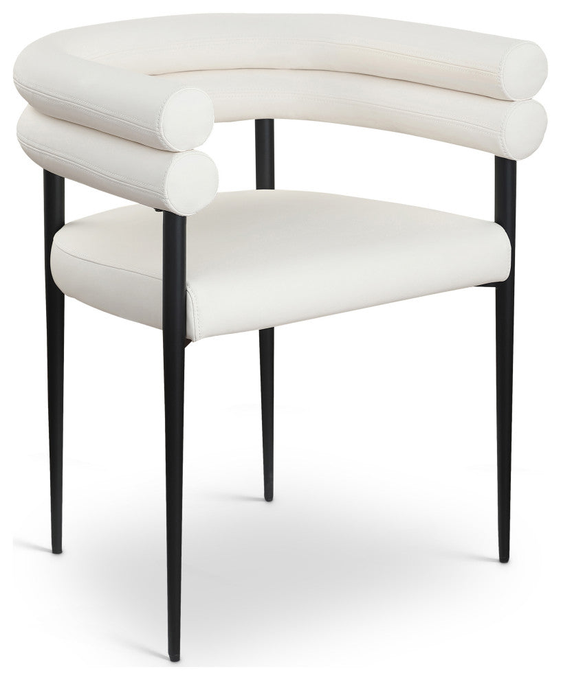 Lavina Upholstered Dining Chair, Cream, Vegan Leather, Set of 2