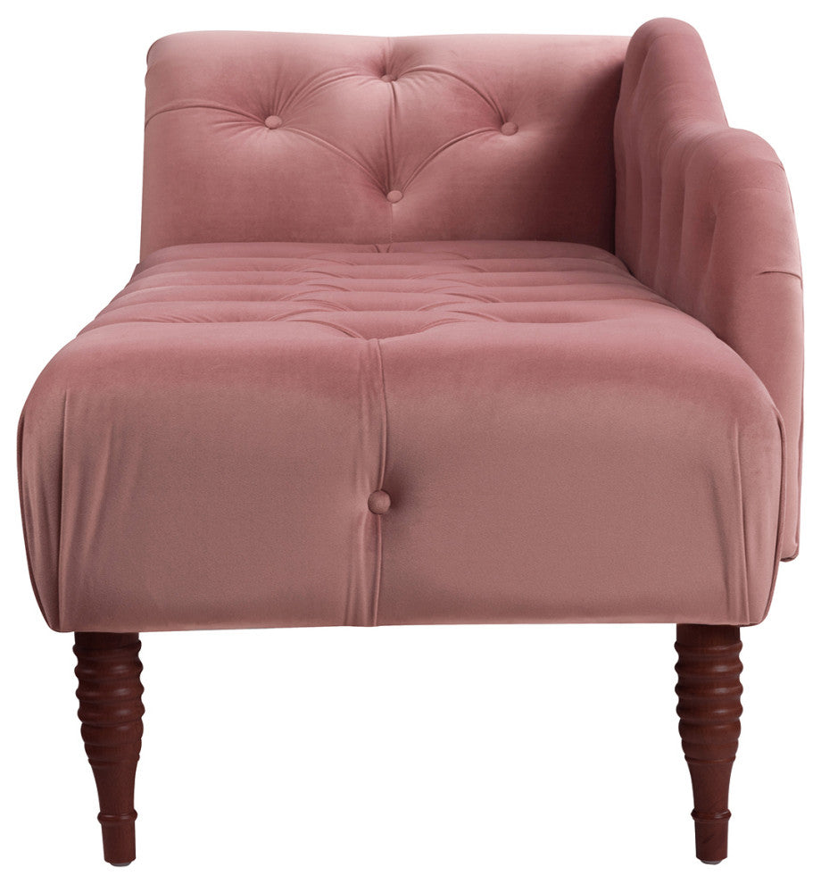 Samuel 66" Tufted Chaise Lounge, Right-Arm Facing, Dusty Pink Velvet