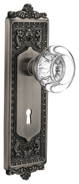 Egg & Dart Plate With Round Clear Crystal Knob, Antique Pewter