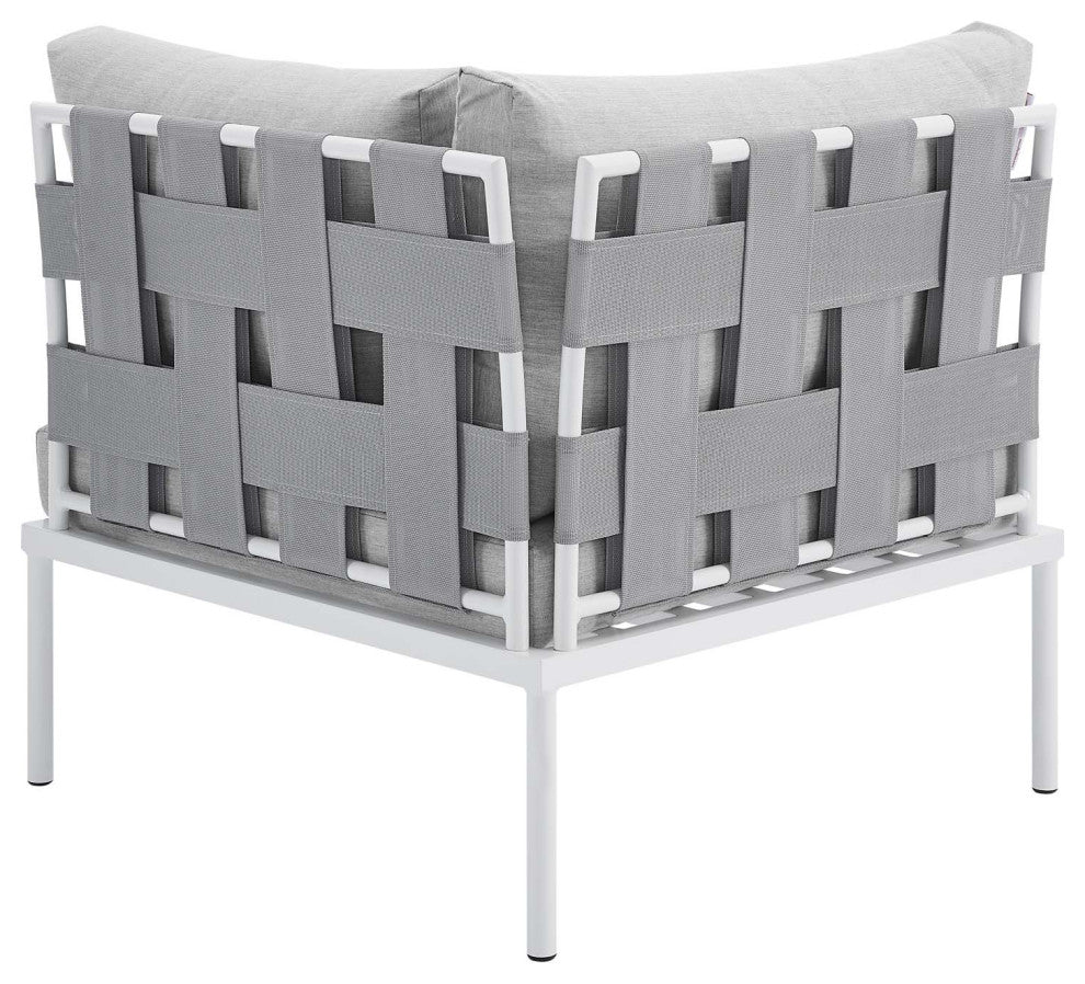 Lounge Sectional Sofa Chair Table Set, Sunbrella, Aluminum, Gray, Outdoor