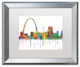 Watson 'Gateway Arch St Louis Skyline' Art, Silver Frame, 16"x20", White Matte