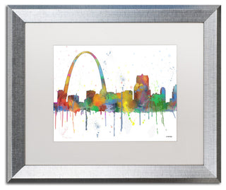 Watson 'Gateway Arch St Louis Skyline' Art, Silver Frame, 16"x20", White Matte