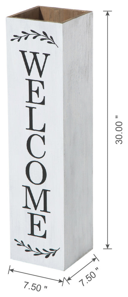 30"H Double Sided Solid White Boxed "Welcome Porch" Porch Sign