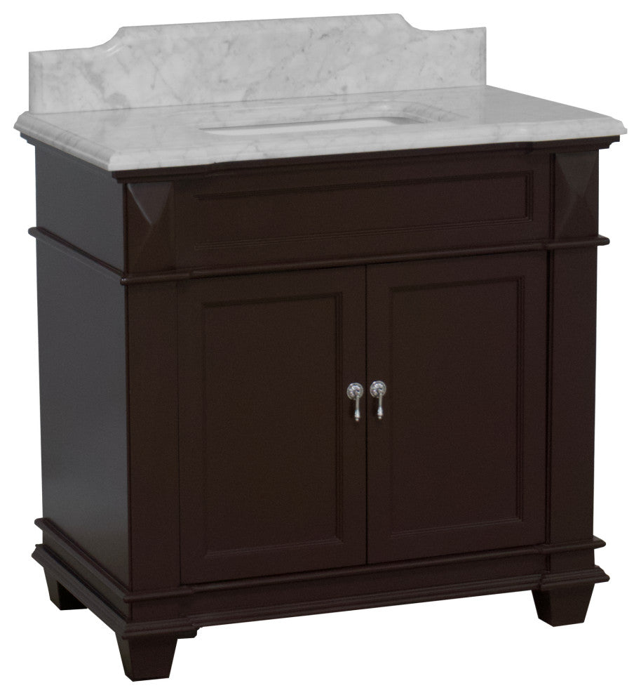 Elizabeth 36" Bathroom Vanity, Chocolate, Carrara Marble