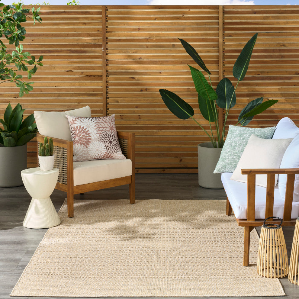 Nourison Tulum 5'3" x 7' Cream Outdoor Rug