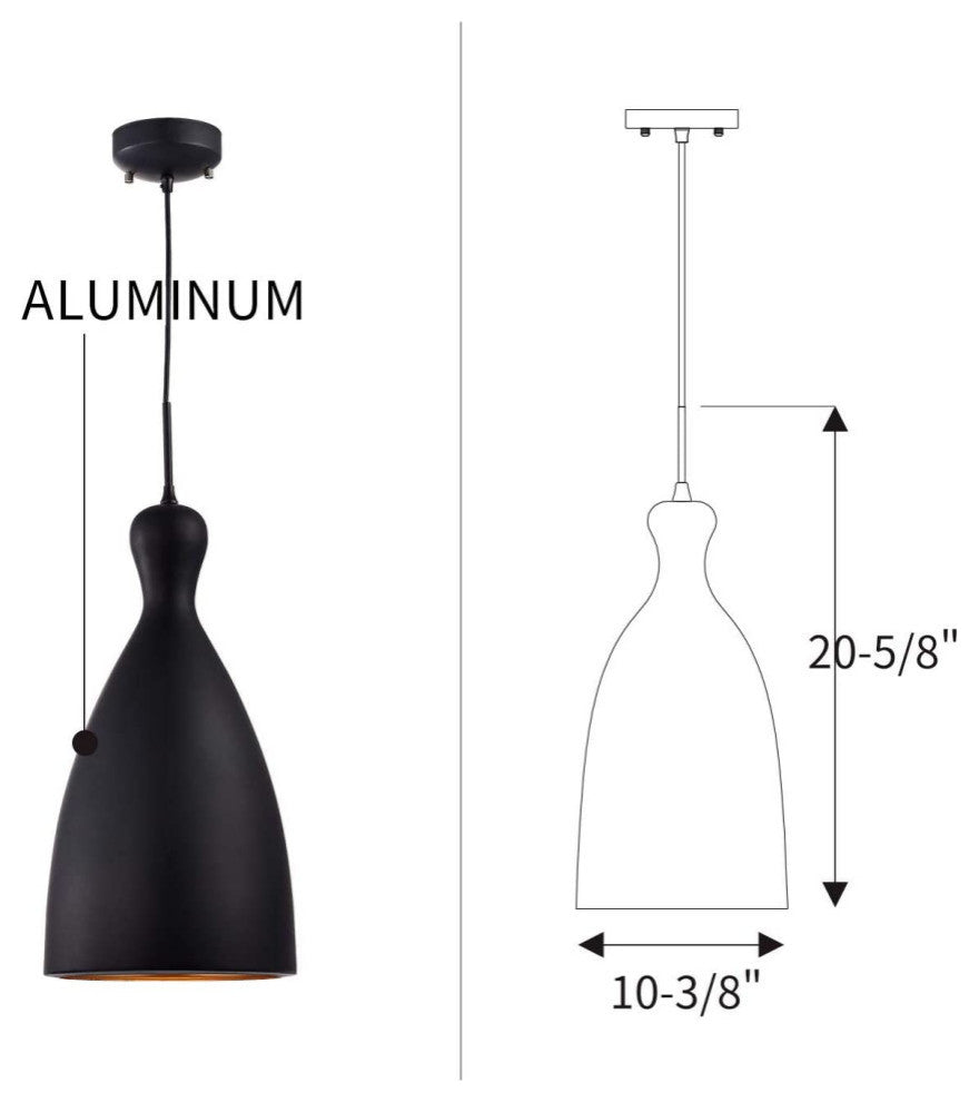 Modern Aluminum Pendant Lighting Matte Black Ceiling Hanging Light Fixture