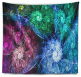 Multi Color Bright Exotic Flowers Abstract Wall Tapestry, 60"x50"